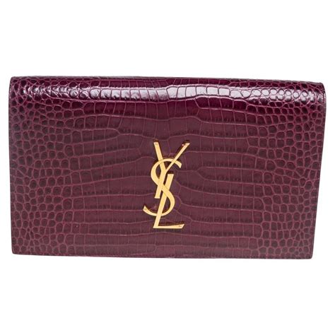 ysl clutch purple|YSL crocodile clutch.